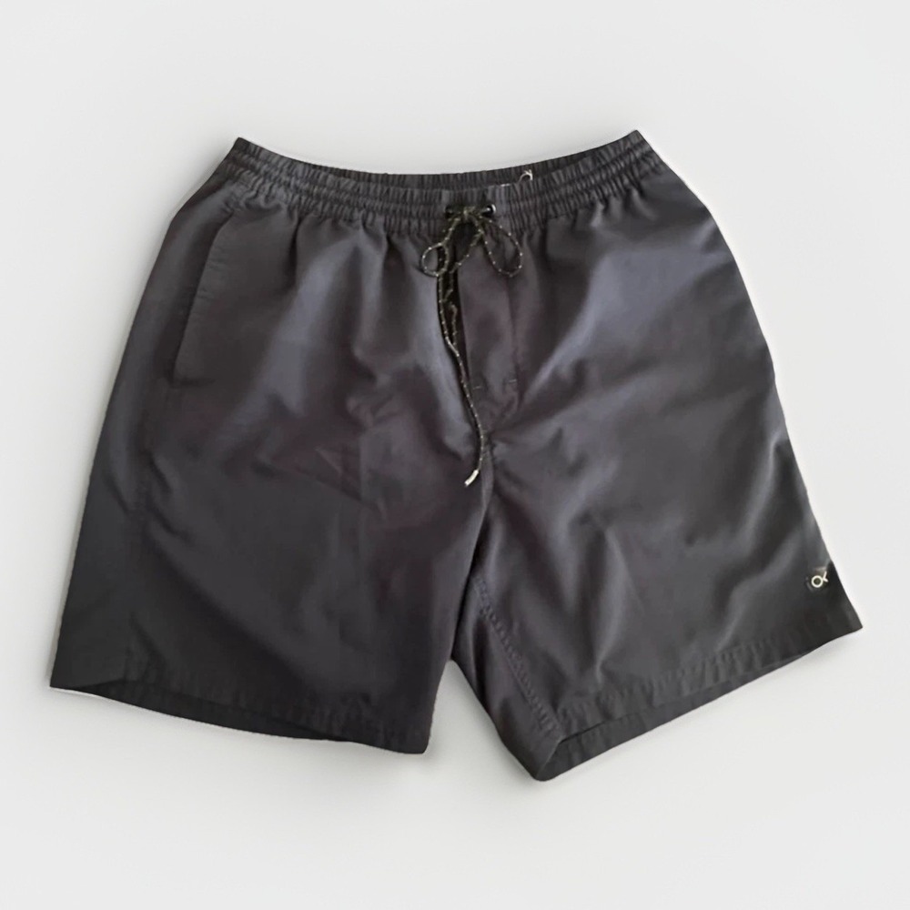 Outerknown Nomadic Volley Men L Shorts Swim Trunks Navy Elastic Waist Drawstring